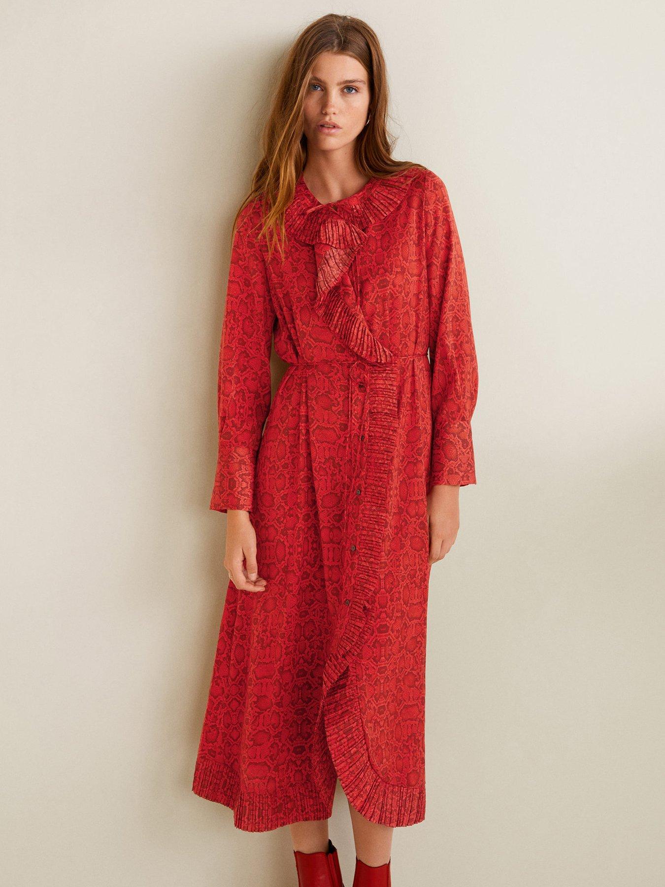 Red Snake Print Dress